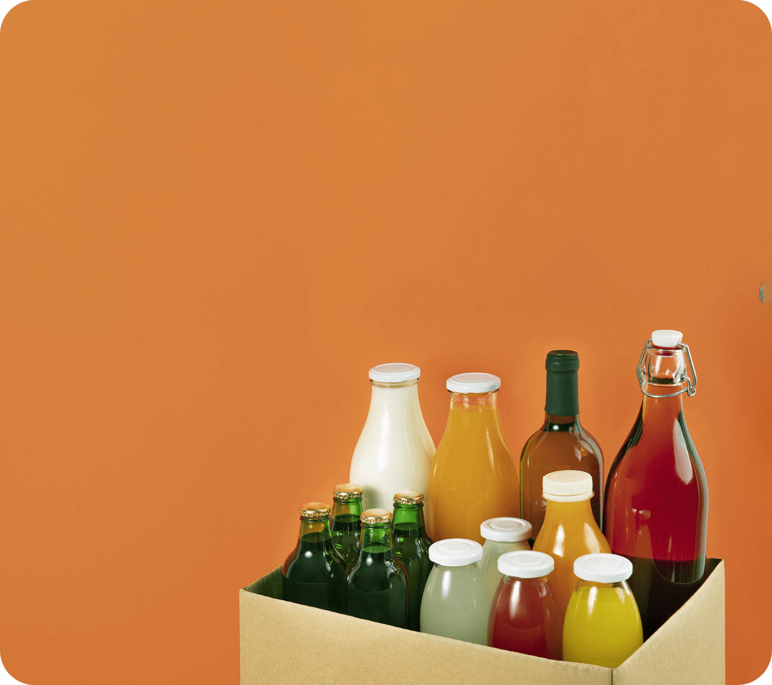 A box filled with assorted beverages-illustration for FLyfish's AI-assisted selling witnessed a jump in conversion rates