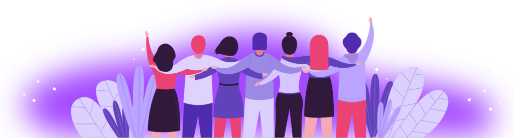 A group of individuals standing in a circle-illustration for joining worldwide partner network of Flyfish